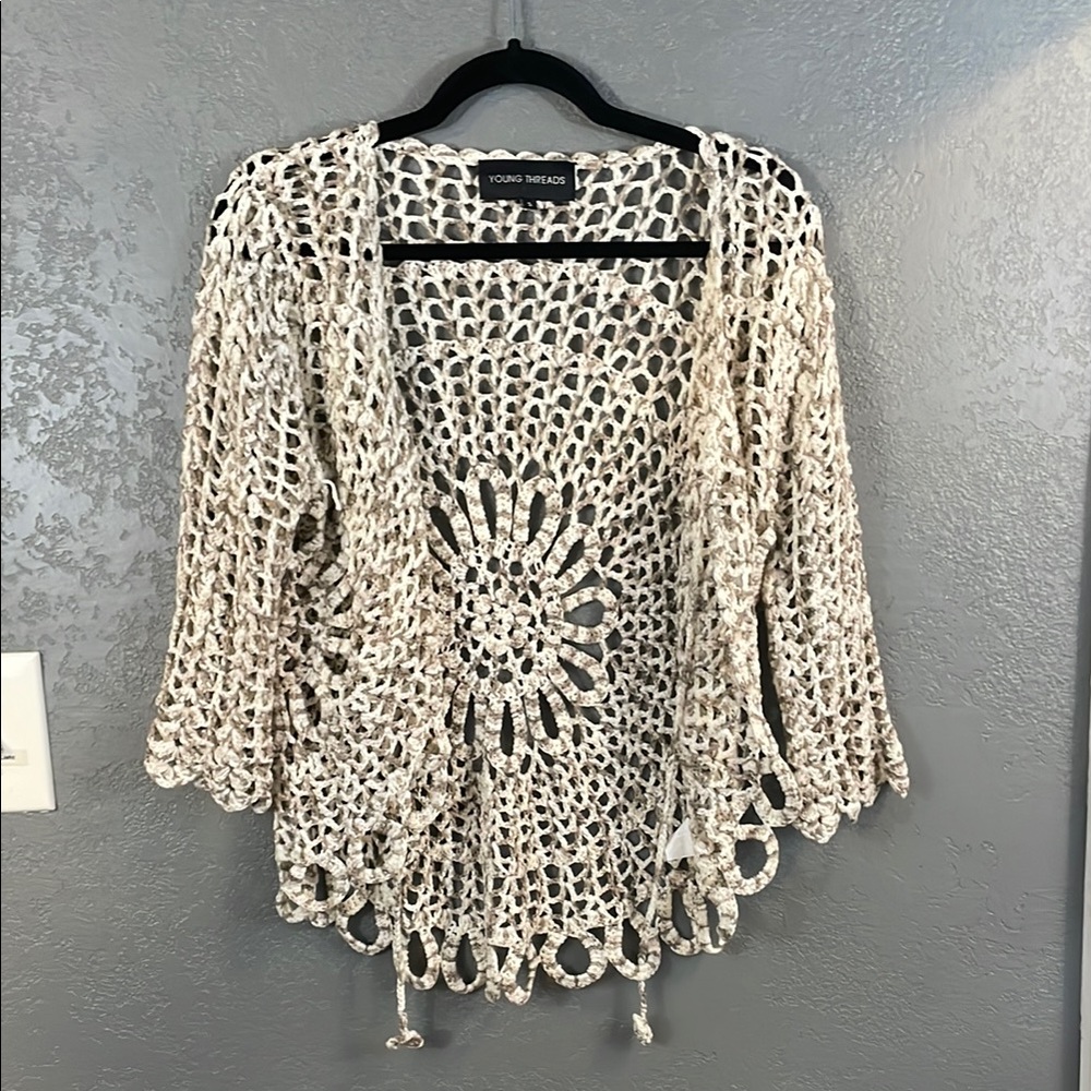 Cream Crochet Cardigan